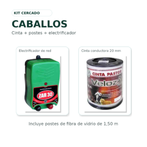 Kit cercado para caballos (cinta + varillas + electrificador)